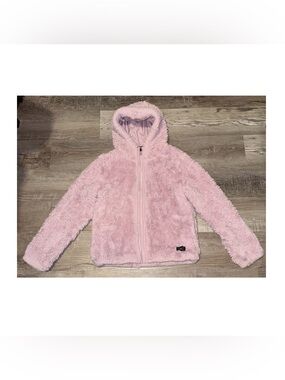 Like New Pink Girls Under Armour Faux Fur Hoodie Coat Size Large (10/12)
